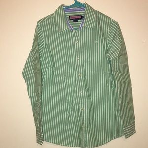 Vineyard vines button up green white stripe NWOT